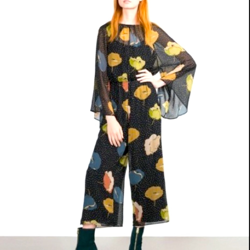 Zara cropped floral jumpsuit